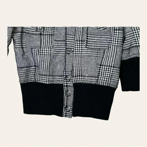 Women’s BEVERLY HILLS FULL ZIP JACKET SHORT SLEEVE SIZE SMALL PLAID‎ BLACK/WHITE - Picture 5 of 8